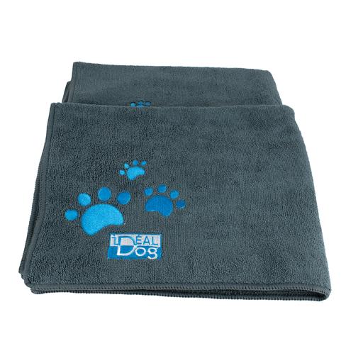 Lot de 2 serviettes Microfibre grises pattes bleues - Petit modèle