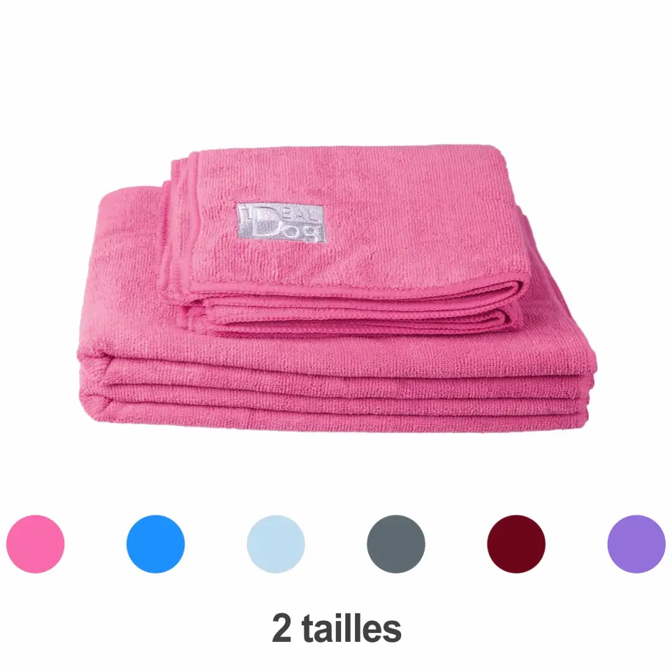 Lot de 2 serviettes Microfibre grises pattes bleues - Grand modèle