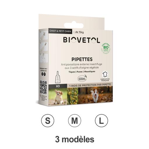 Pipettes antiparasitaires chien BIOVETOL : chiot et petit chien