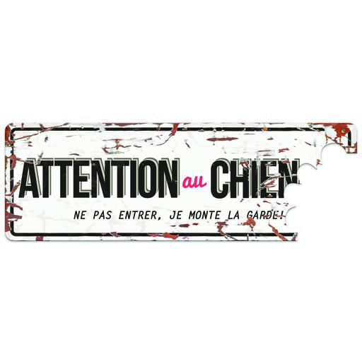 Plaque "attention au chien" Couleur : Blanc