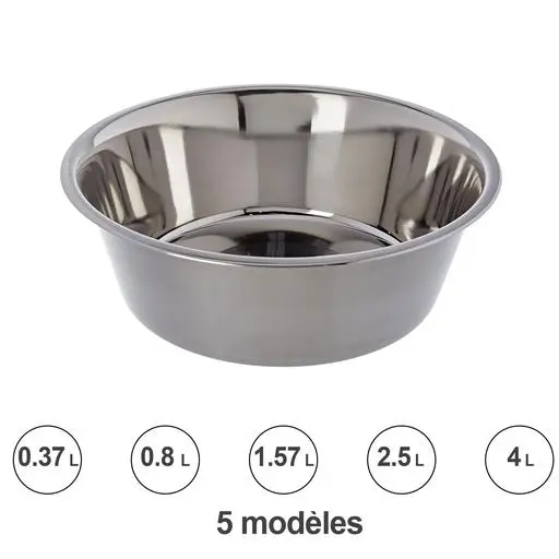 Gamelle inox pour chien ou chat : 4 L