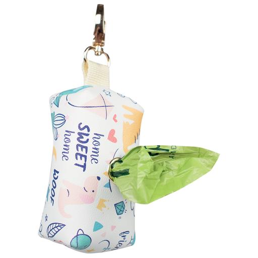Distributeur de sachets ramasse crotte : blanc à motifs