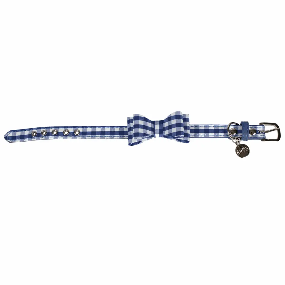 Collier chien Vichy Bleu Marine : T35