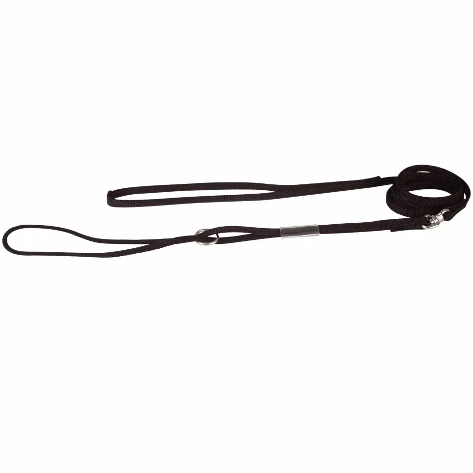 Laisse Expo nylon plate noire avec anneau chromé Taille : T3