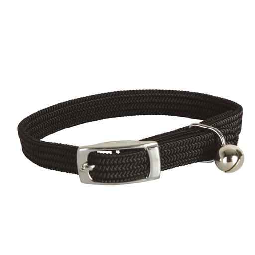 Collier nylon simple chromé chat noir