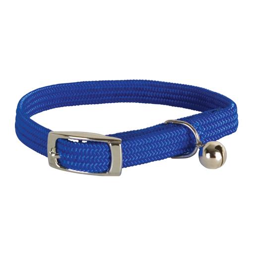 Collier nylon simple chromé chat bleu