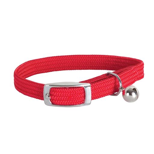 Collier nylon simple chromé chat rouge