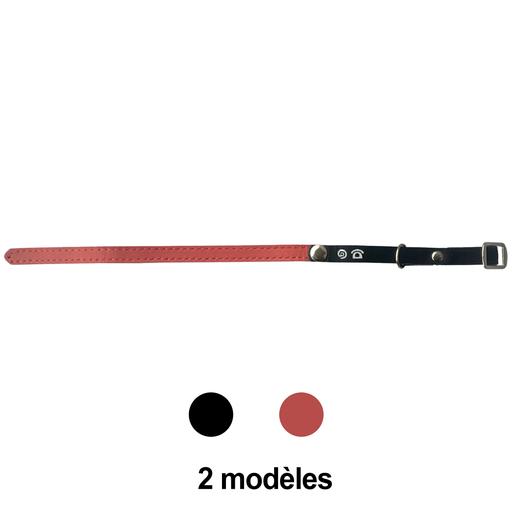 Collier en cuir porte adresse chat : Rouge