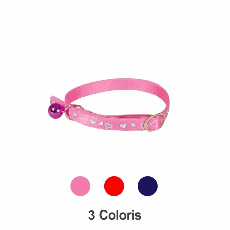 Collier coeur réfléchissant chat rouge