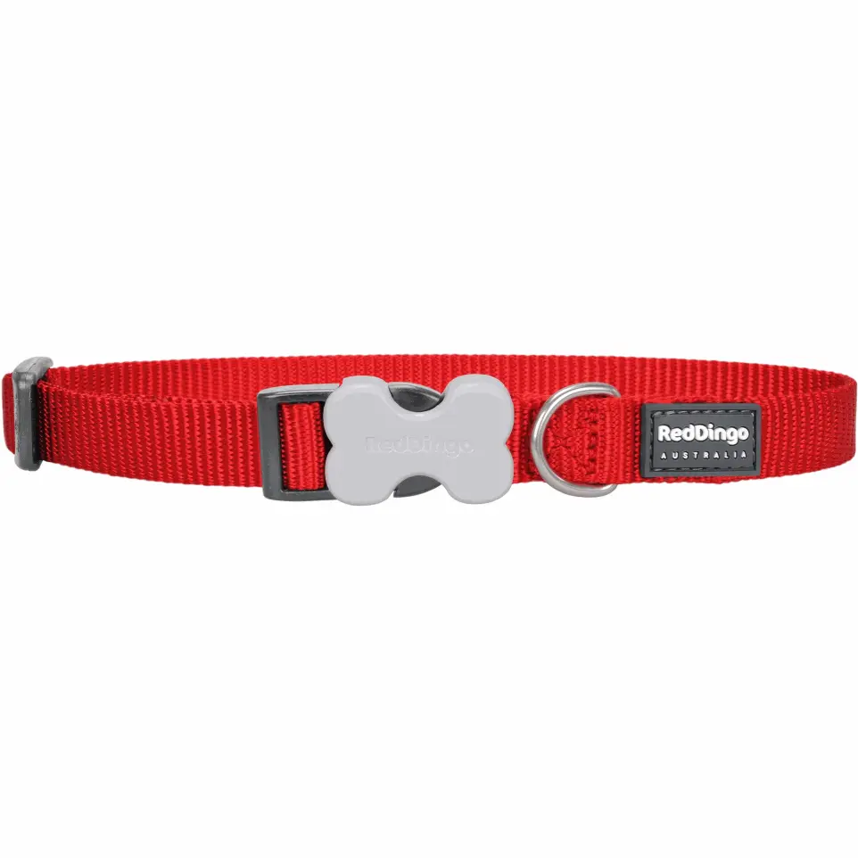 Collier chien réglable Red Dingo Basic rouge  Taille : T1