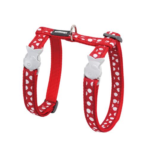 Harnais et laisse Red Dingo Chats Fantaisie rouge pois blancs