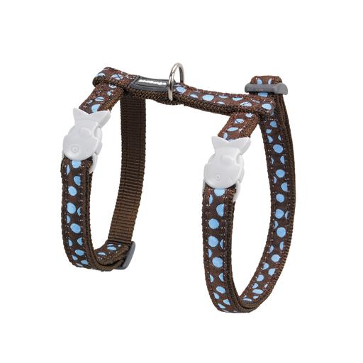 Harnais et laisse Red Dingo Chats Fantaisie marron pois bleus
