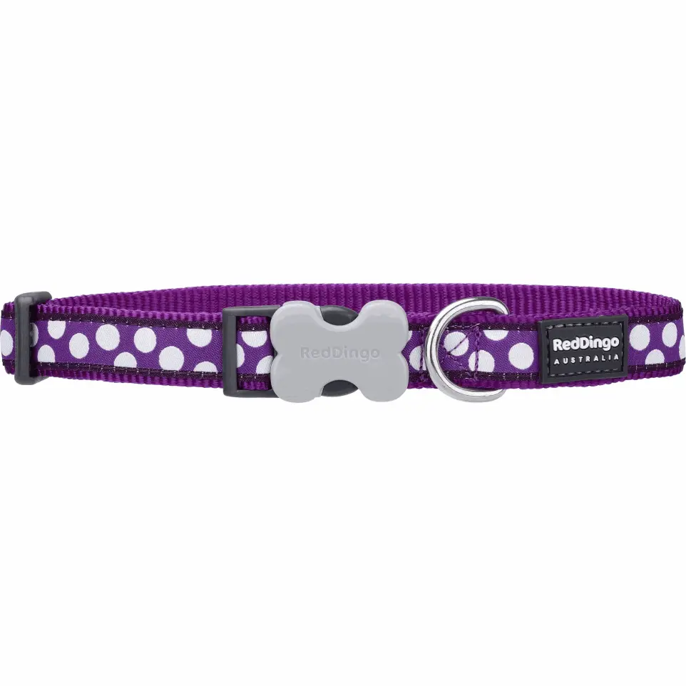 Collier chien Red Dingo Fantaisie violet pois blanc Taille : T1