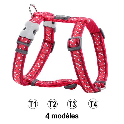 Harnais chien Red Dingo Fantaisie Rouge os Taille : T1