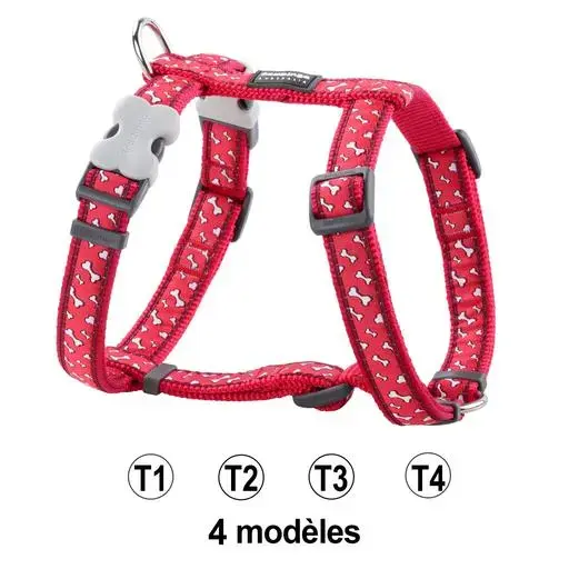 Harnais chien Red Dingo Fantaisie Rouge os Taille : T3