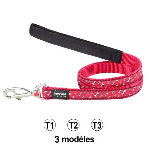 Laisse confort Red Dingo Fantaisie Rouge Os Taille : T2