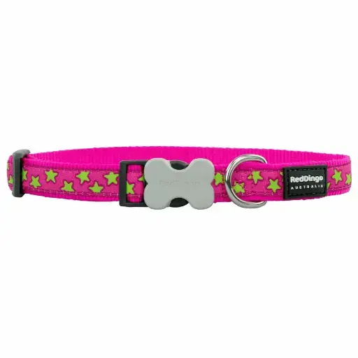 Collier chien Red Dingo Fantaisie rose motifs étoiles Taille : T2