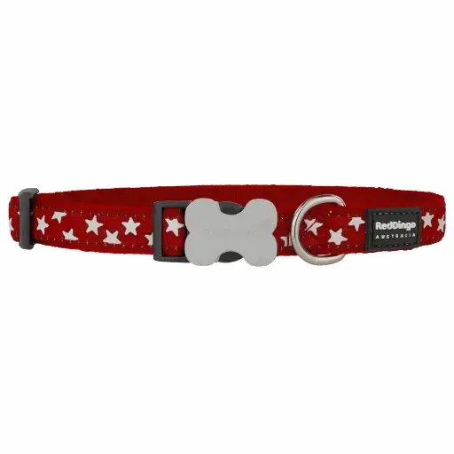 Collier chien Red Dingo Fantaisie rouge motifs étoiles Taille : T3