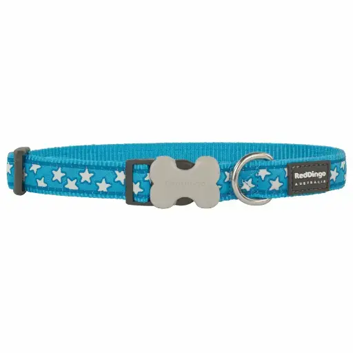 Collier chien Red Dingo Fantaisie bleu motifs étoiles Taille : T3