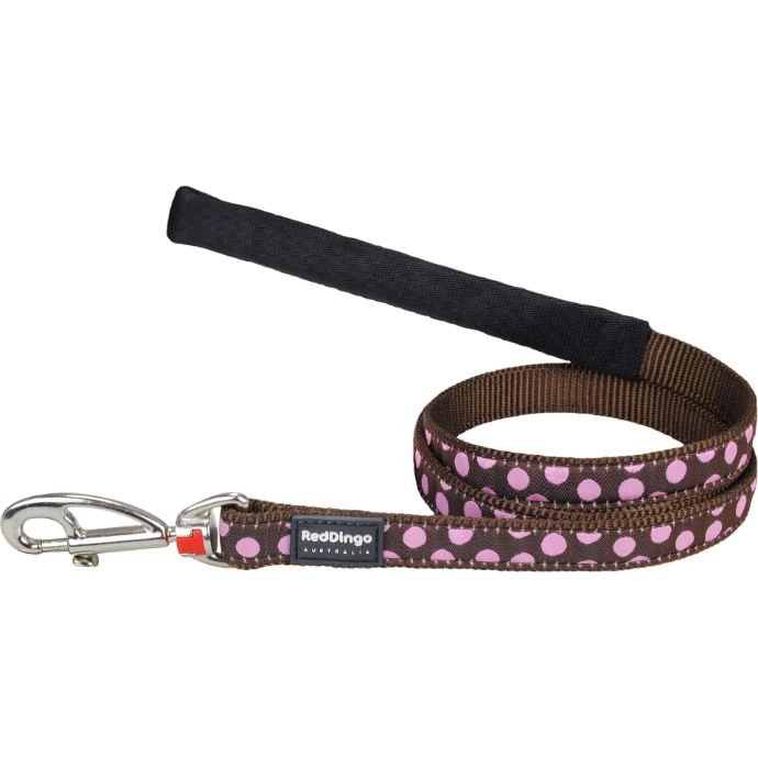 Laisse confort Red Dingo Fantaisie marron à pois roses Taille : T3