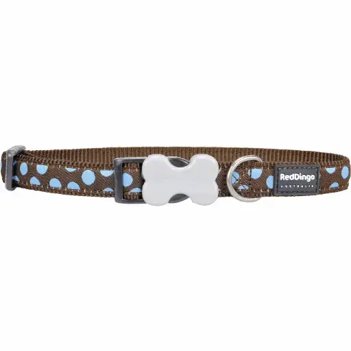 Collier chien Red Dingo Fantaisie marron à pois bleu Taille : T2