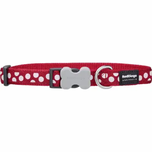 Collier chien Red Dingo Fantaisie rouge à pois blancs Taille : T3