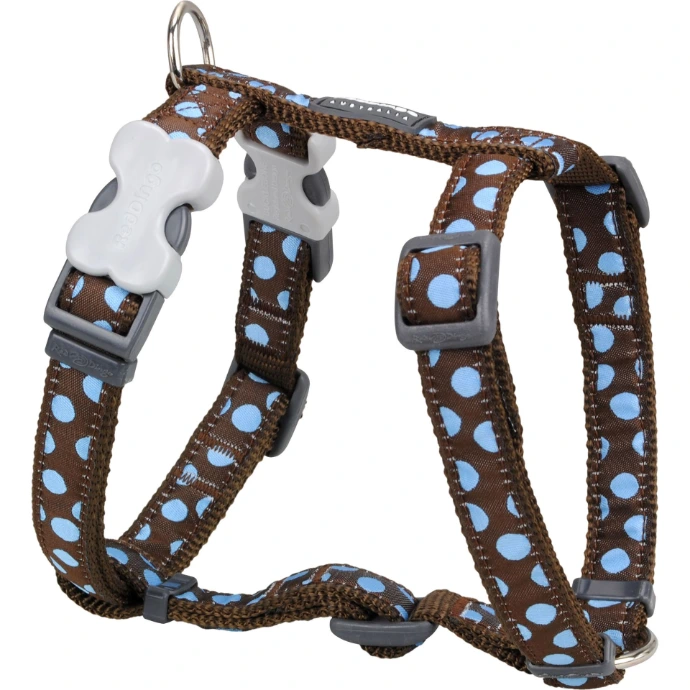 Harnais chien Red Dingo Fantaisie marron à pois bleus Taille : T3