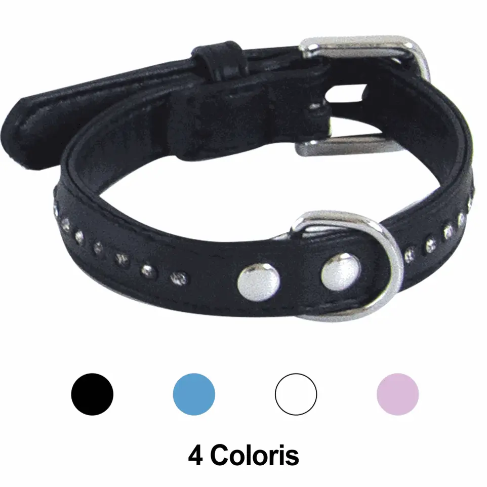 Collier chien Glamorous Noir 1 Rang Taille : T2