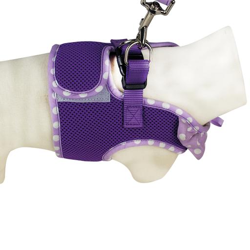 Harnais air mesh et laisse pois Violet Taille : XS