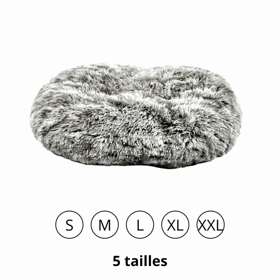 Coussin oval poilu noir - M
