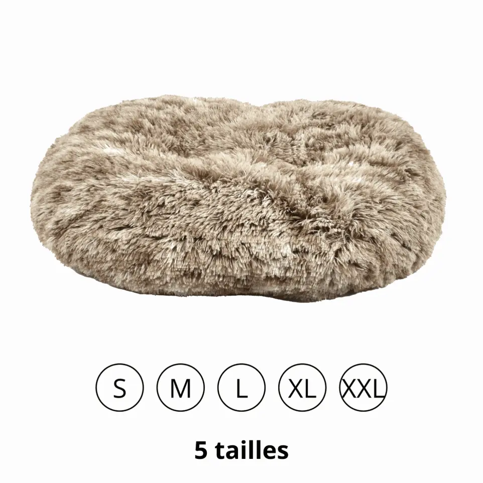 Coussin oval poilu beige - XXL