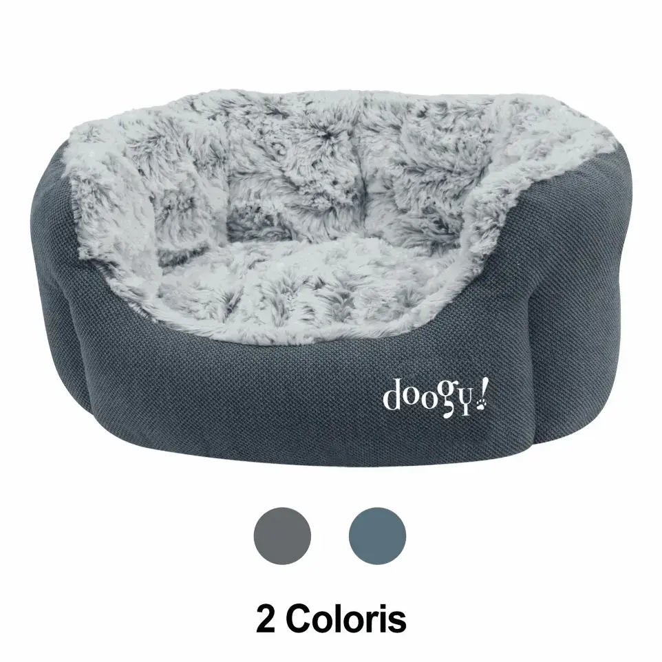 Corbeille ouatinée Doogy whooly bleu : Grand modèle