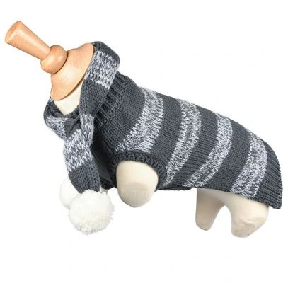 Pull Echarpe fantaisie pour chien 2 en 1 Gris Taille : T40