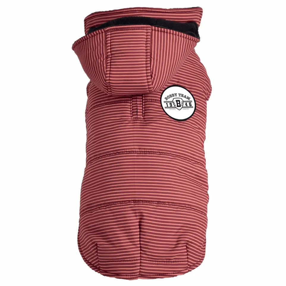Doudoune rayée à capuche rouge Taille : 32S