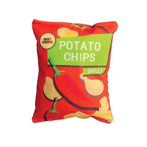 Peluche paquet de chips moelleux et papier froissé : 17 cm